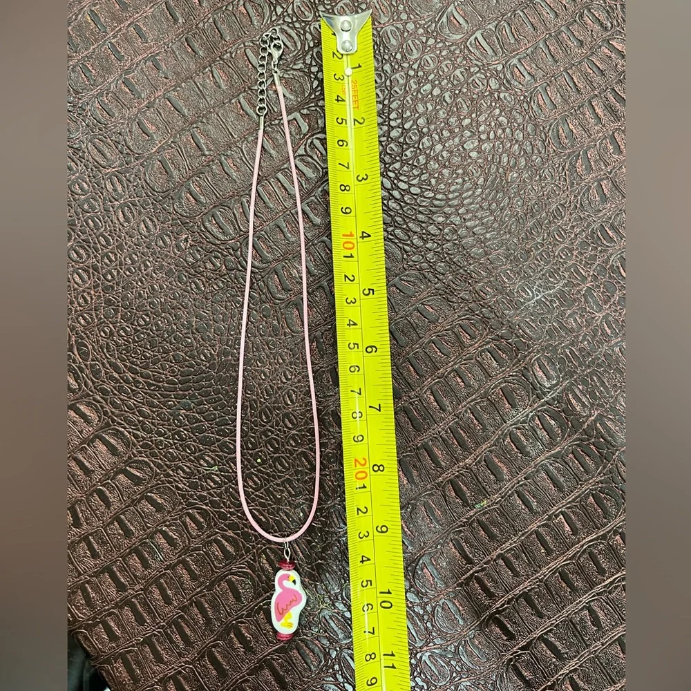 LN flamingo kids necklace , pink cord girls